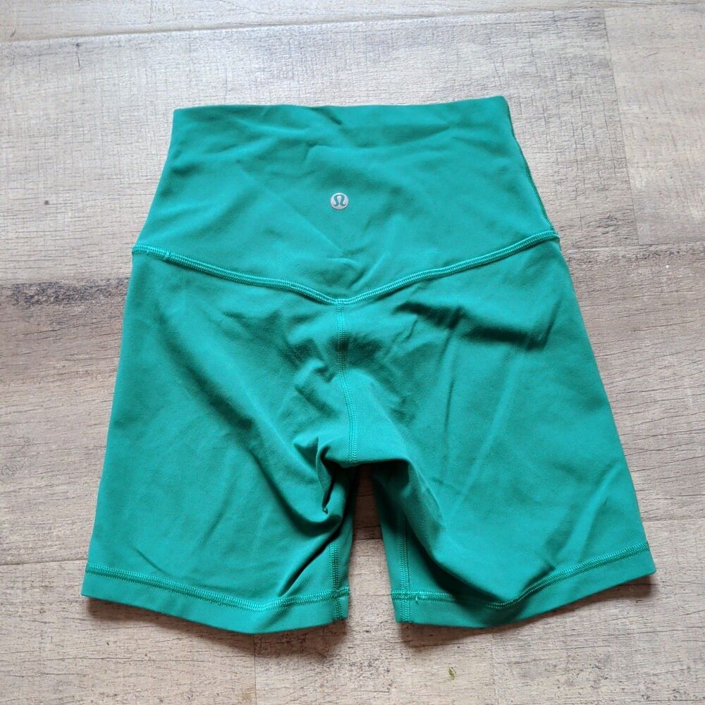 Lululemon Align High-Rise Short 6" Green Nulu Biker Yoga Shorts Size 2 LW7BT3S